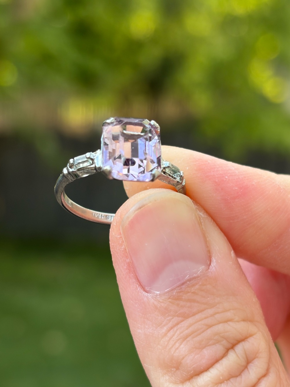 Vintage 50s McGrath-Hamlin Sterling Silver  3-Stone Cocktail Ring-Size 6